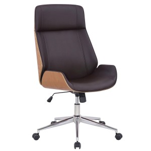 Silla de Oficina VAREN en Madera Natural y Piel color Negro