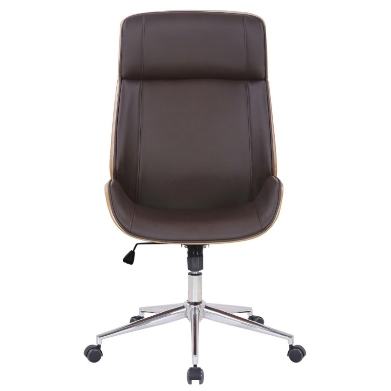 Silla de Oficina VAREN en Madera Natural y Piel color Negro