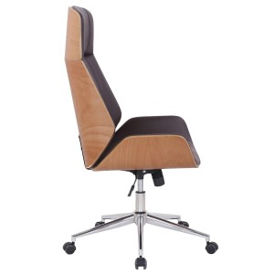 Silla de Oficina VAREN en Madera Natural y Piel color Negro