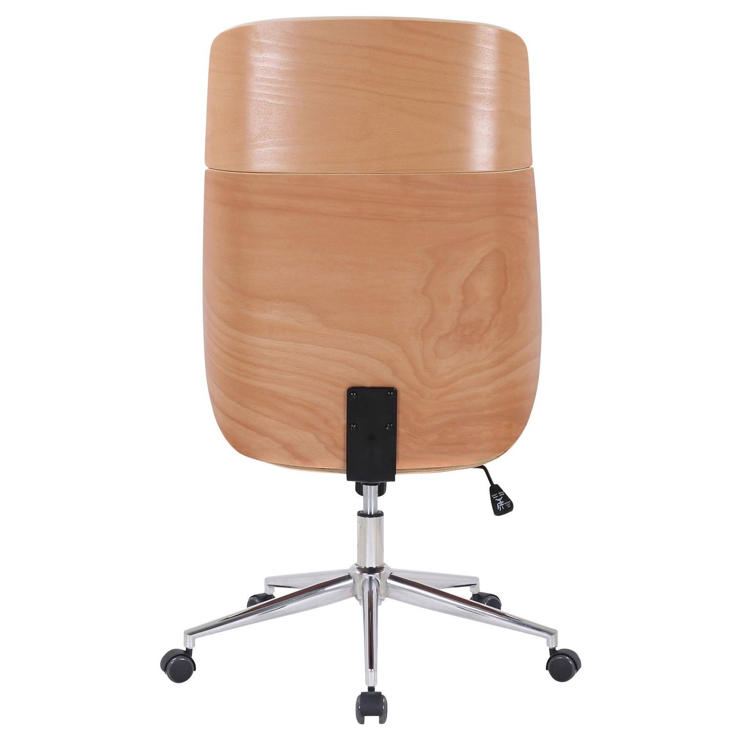 Silla de Oficina VAREN, Diseño Moderno y Elegante, en Madera Natural y Piel color Negro