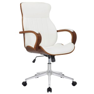 Silla de Oficina MELINA en Madera Nogal y Piel color Negro