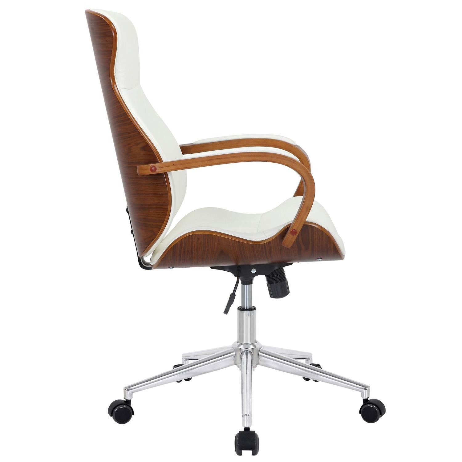 Silla de Oficina MELINA, Diseño Moderno y Elegante, en Madera Nogal y Piel color Negro