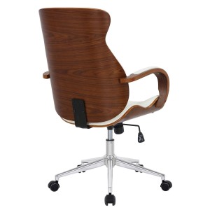 Silla de Oficina MELINA en Madera Nogal y Piel color Negro