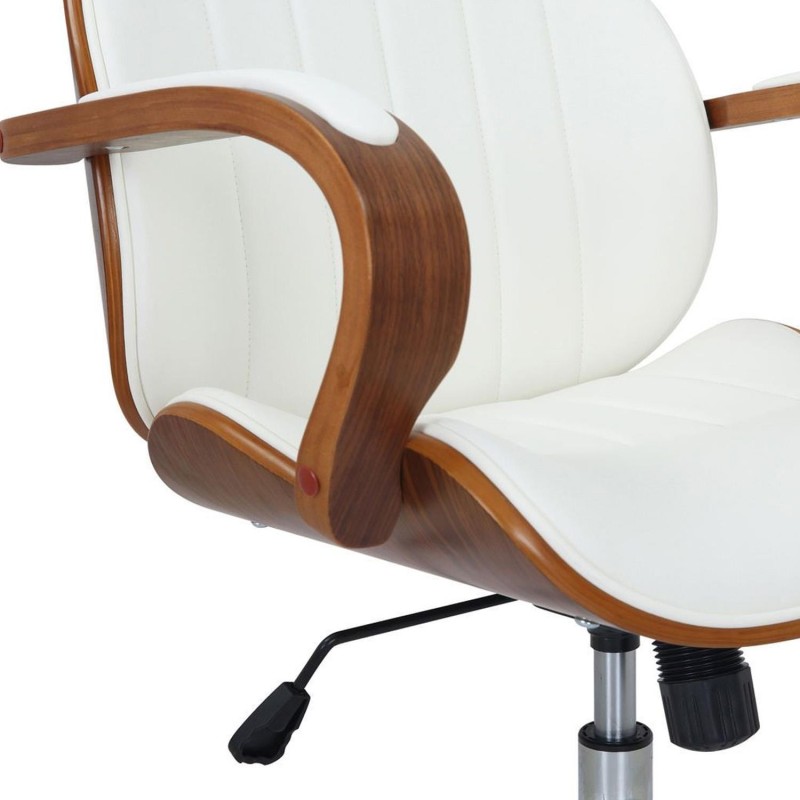 Silla de Oficina MELINA en Madera Nogal y Piel color Negro