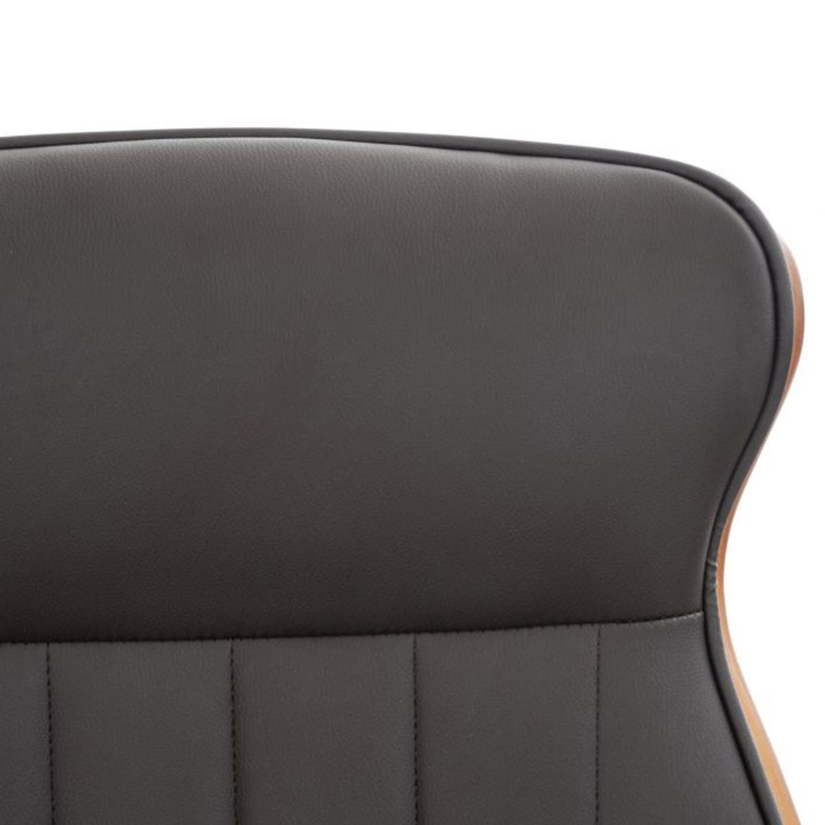 Silla de Oficina MELINA, Diseño Moderno y Elegante, en Madera Nogal y Piel color Negro