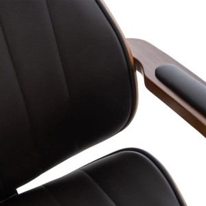 Silla de Oficina MELINA en Madera Nogal y Piel color Negro