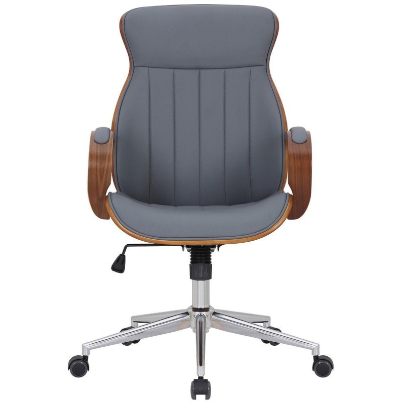 Silla de Oficina MELINA en Madera Nogal y Piel color Negro