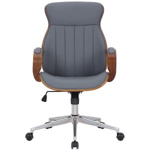Silla de Oficina MELINA en Madera Nogal y Piel color Negro