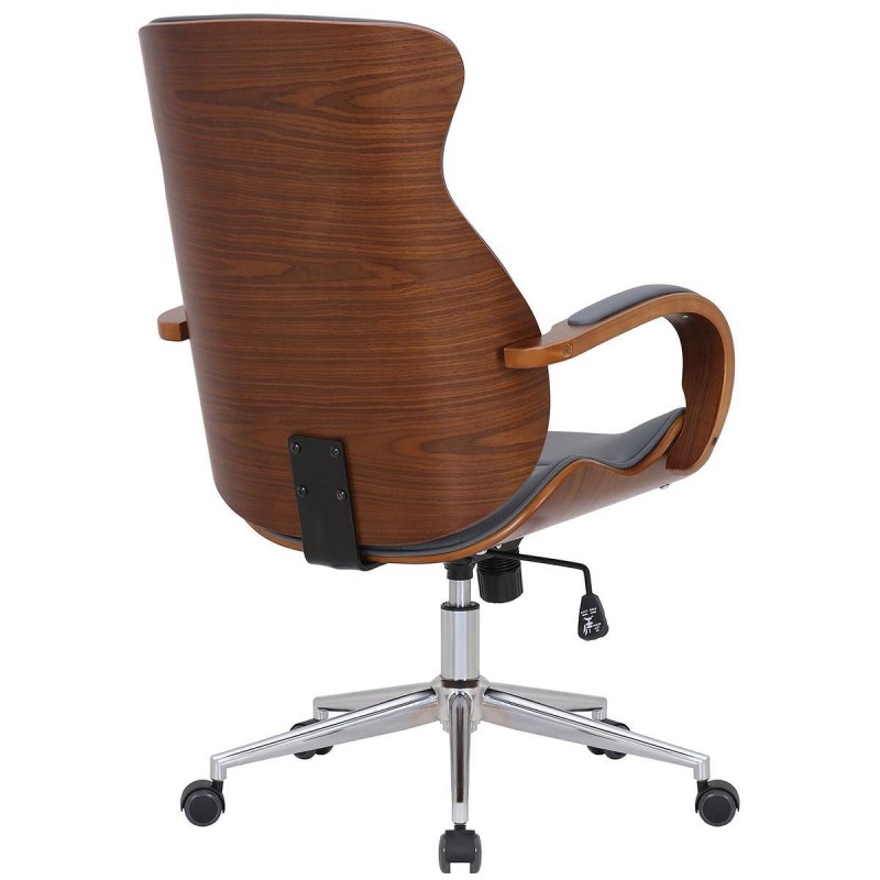 Silla de Oficina MELINA en Madera Nogal y Piel color Negro