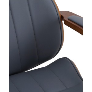 Silla de Oficina MELINA en Madera Nogal y Piel color Negro