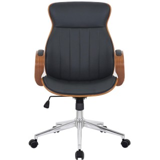 Silla de Oficina MELINA en Madera Nogal y Piel color Negro 2