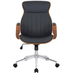 Silla de Oficina MELINA en Madera Nogal y Piel color Negro
