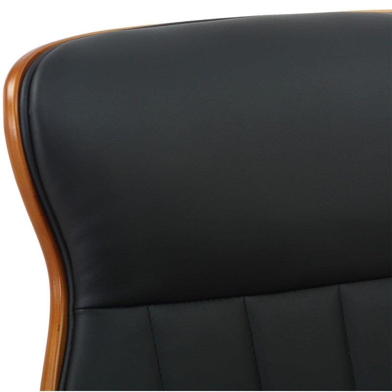 Silla de Oficina MELINA en Madera Nogal y Piel color Negro