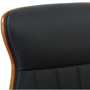 Silla de Oficina MELINA en Madera Nogal y Piel color Negro