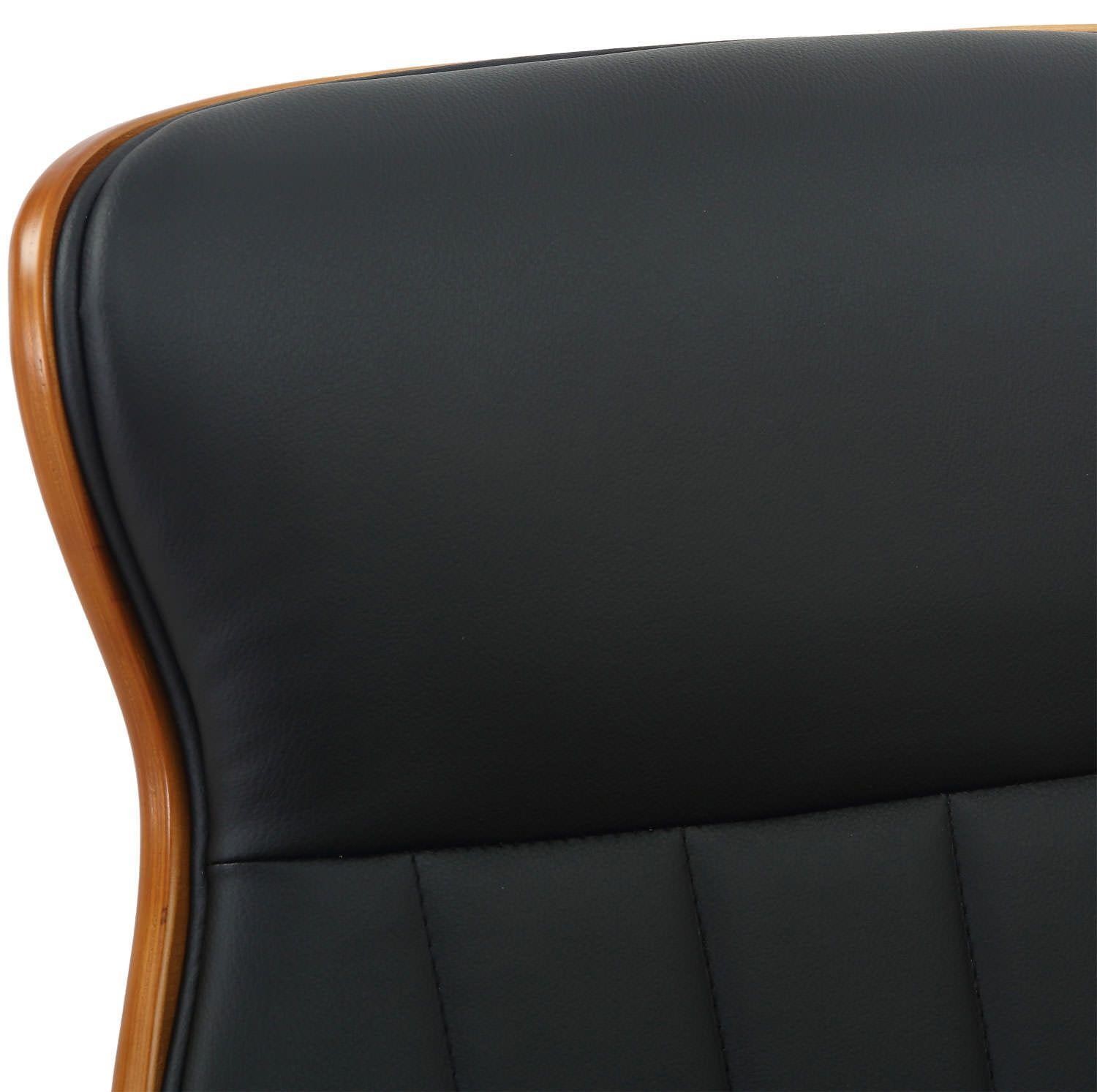 Silla de Oficina MELINA, Diseño Moderno y Elegante, en Madera Nogal y Piel color Negro