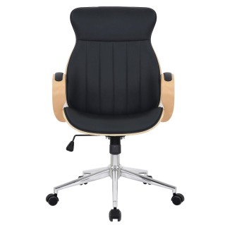 Silla de Oficina MELINA en Madera Natural y Piel color Negro 2