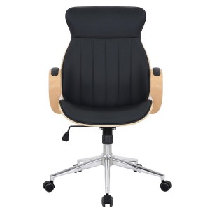 Silla de Oficina MELINA en Madera Natural y Piel color Negro