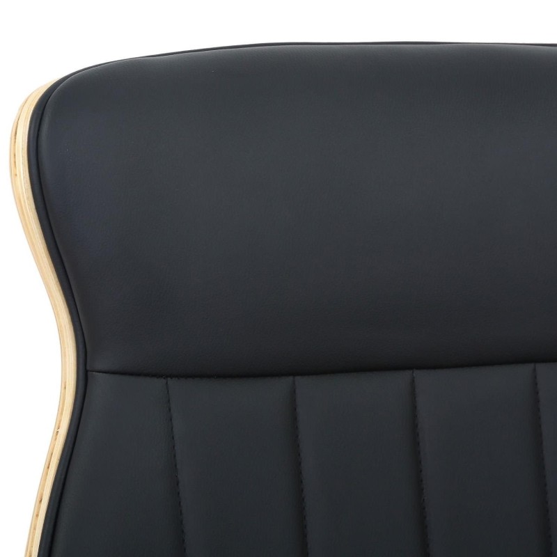 Silla de Oficina MELINA en Madera Natural y Piel color Negro