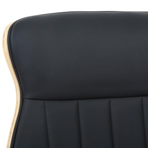 Silla de Oficina MELINA en Madera Natural y Piel color Negro