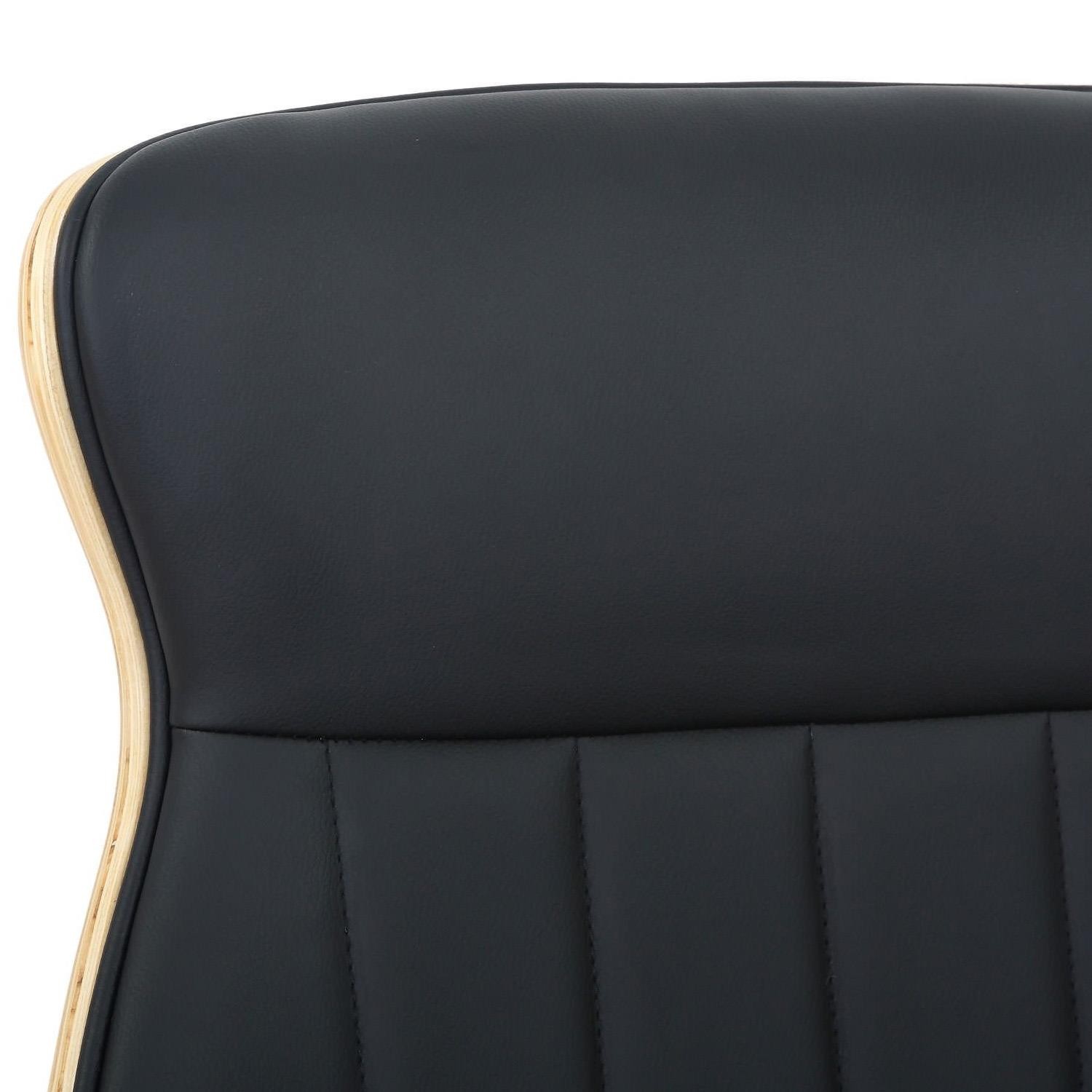 Silla de Oficina MELINA, Diseño Moderno y Elegante, en Madera Natural y Piel color Negro