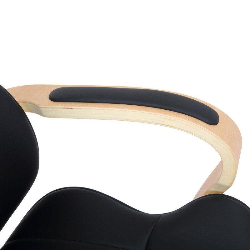 Silla de Oficina MELINA en Madera Natural y Piel color Negro