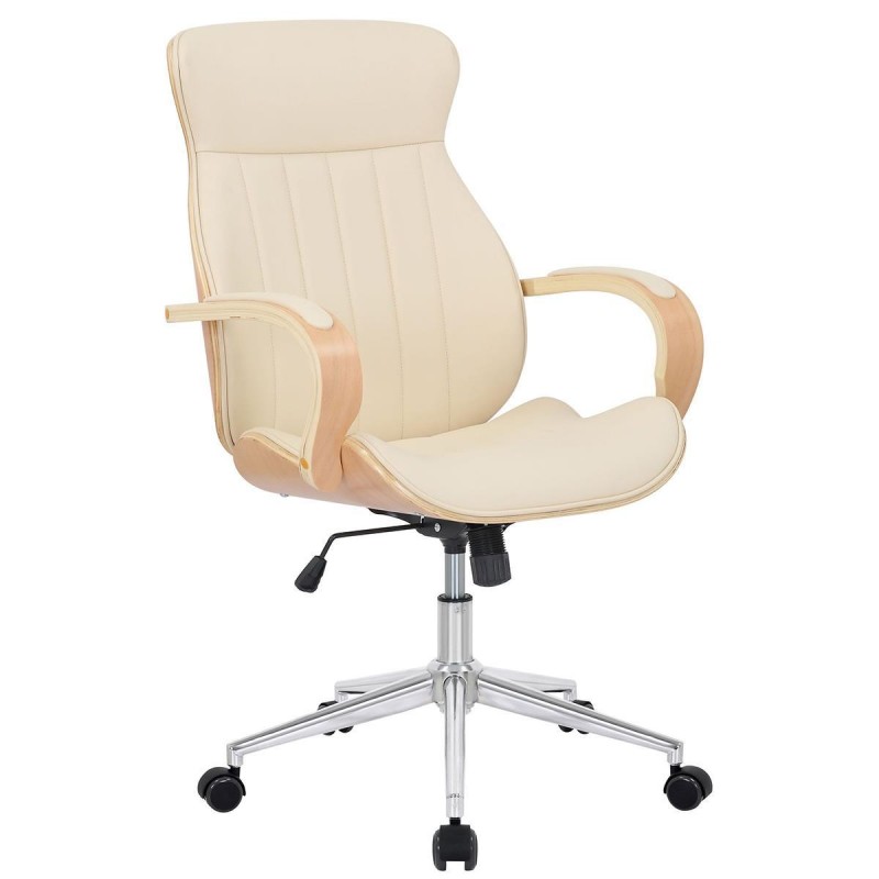 Silla de Oficina MELINA en Madera Natural y Piel color Negro