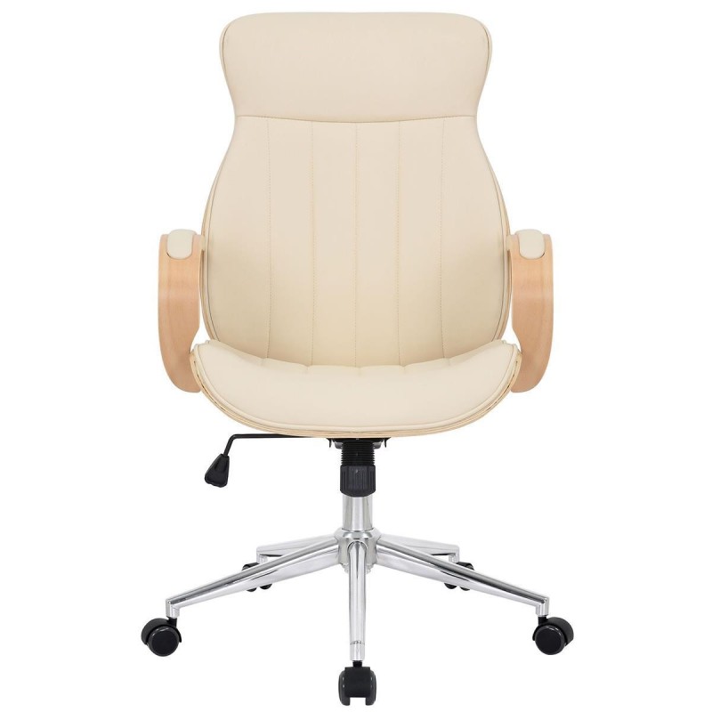 Silla de Oficina MELINA en Madera Natural y Piel color Negro