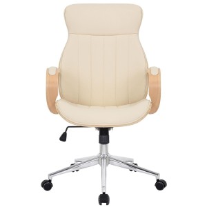Silla de Oficina MELINA en Madera Natural y Piel color Negro