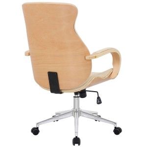 Silla de Oficina MELINA en Madera Natural y Piel color Negro