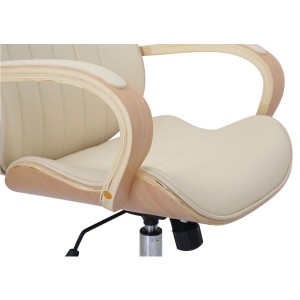 Silla de Oficina MELINA en Madera Natural y Piel color Negro