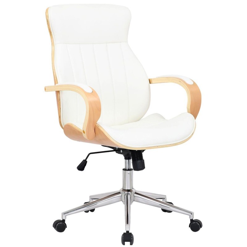 Silla de Oficina MELINA en Madera Natural y Piel color Negro
