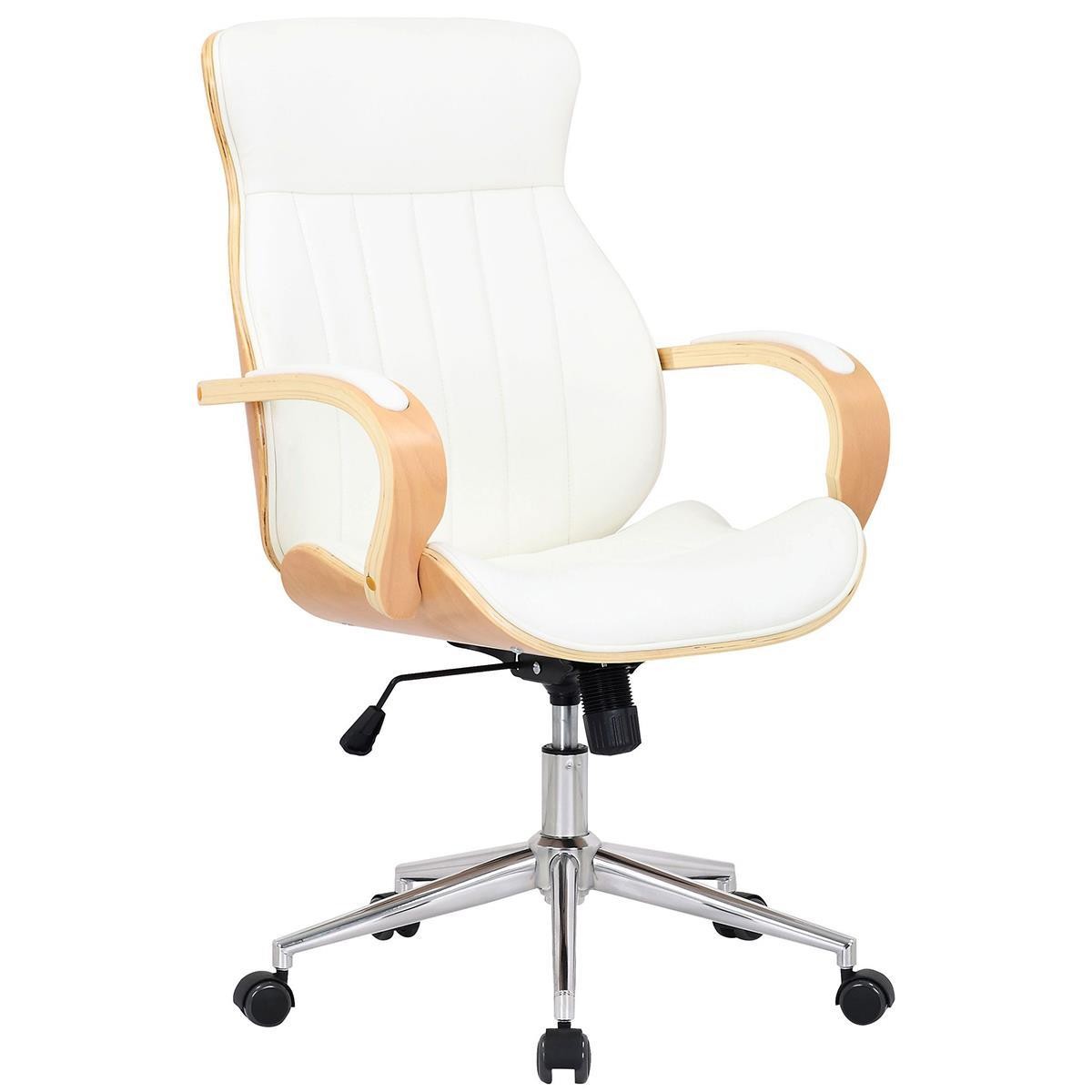 Silla de Oficina MELINA, Diseño Moderno y Elegante, en Madera Natural y Piel color Negro
