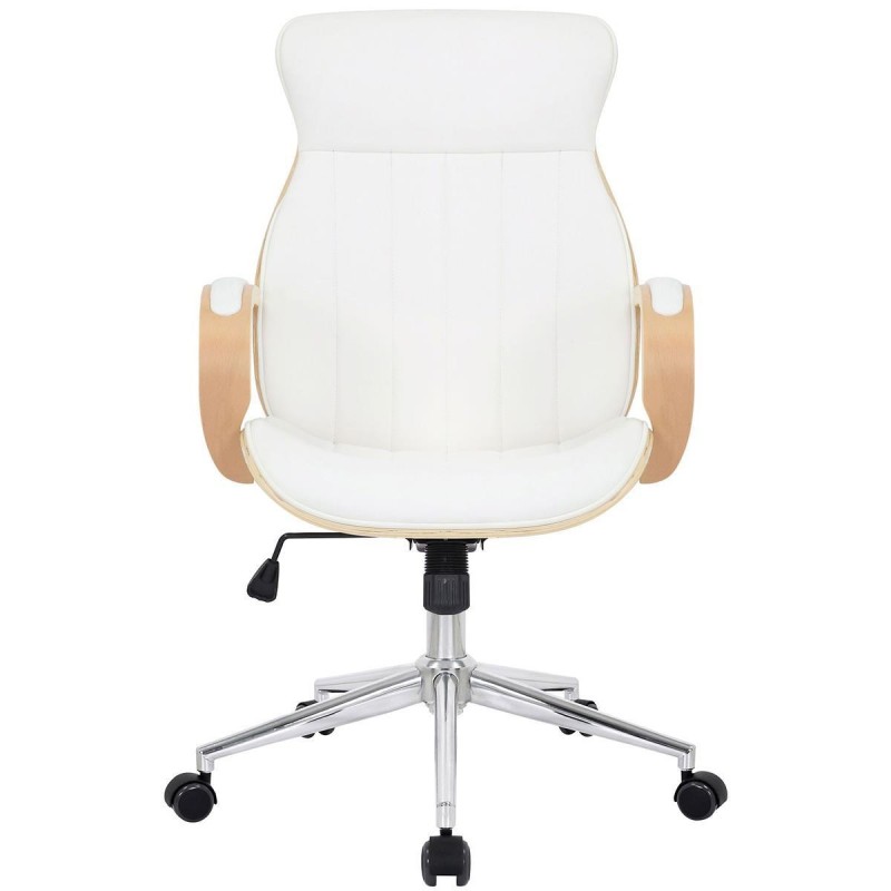 Silla de Oficina MELINA en Madera Natural y Piel color Negro