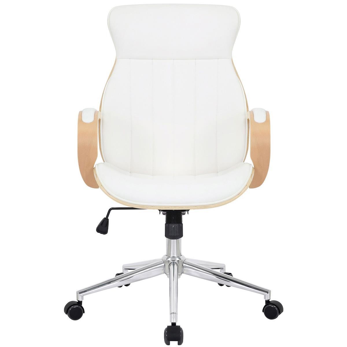 Silla de Oficina MELINA, Diseño Moderno y Elegante, en Madera Natural y Piel color Negro