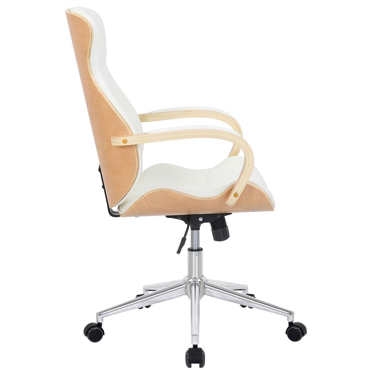 Silla de Oficina MELINA, Diseño Moderno y Elegante, en Madera Natural y Piel color Negro