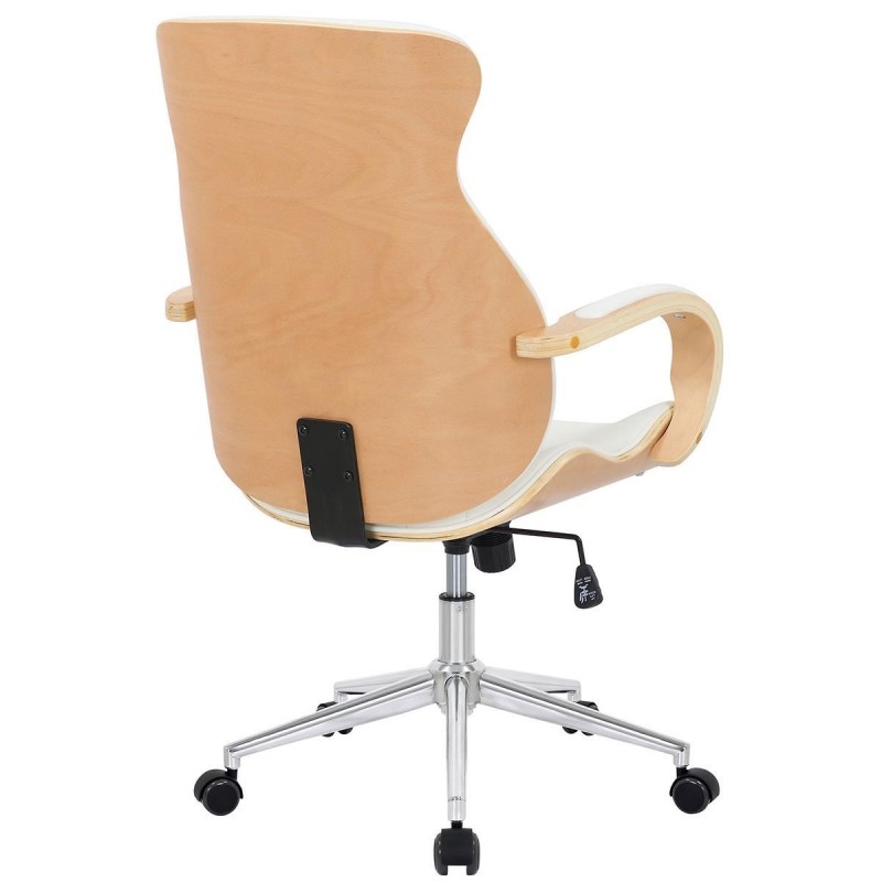 Silla de Oficina MELINA en Madera Natural y Piel color Negro