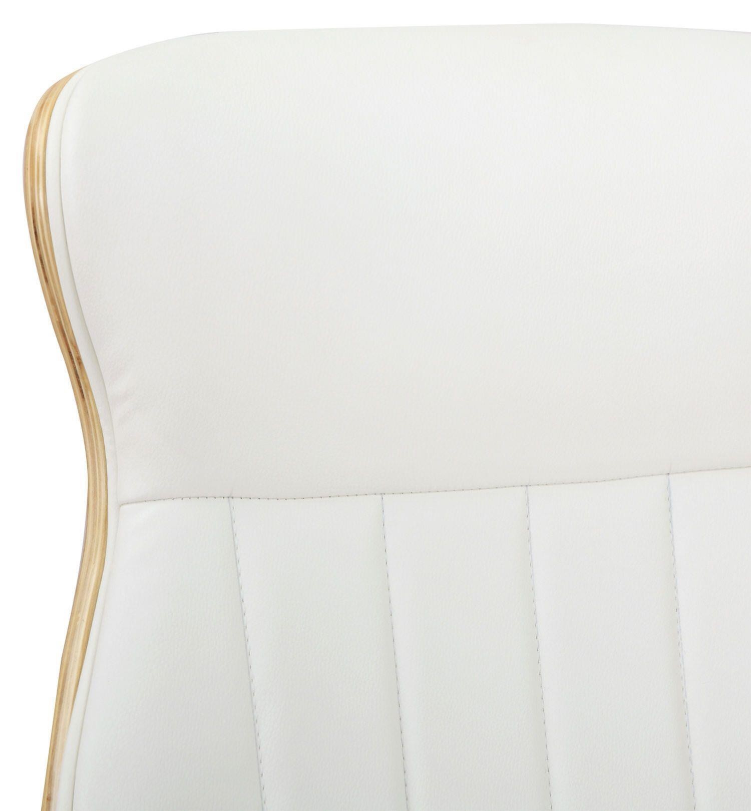 Silla de Oficina MELINA, Diseño Moderno y Elegante, en Madera Natural y Piel color Negro