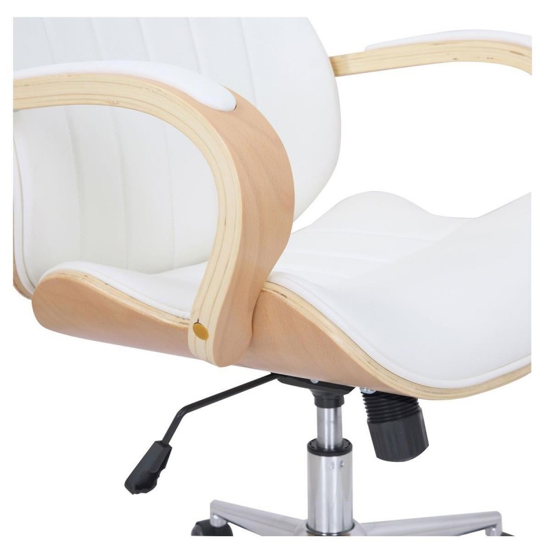 Silla de Oficina MELINA en Madera Natural y Piel color Negro