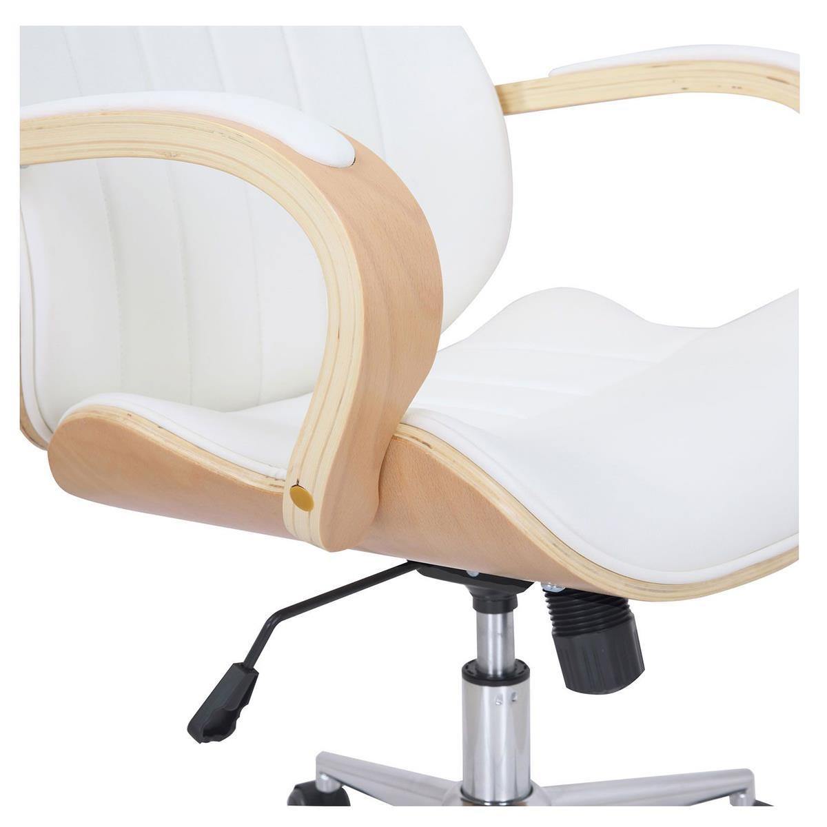 Silla de Oficina MELINA, Diseño Moderno y Elegante, en Madera Natural y Piel color Negro