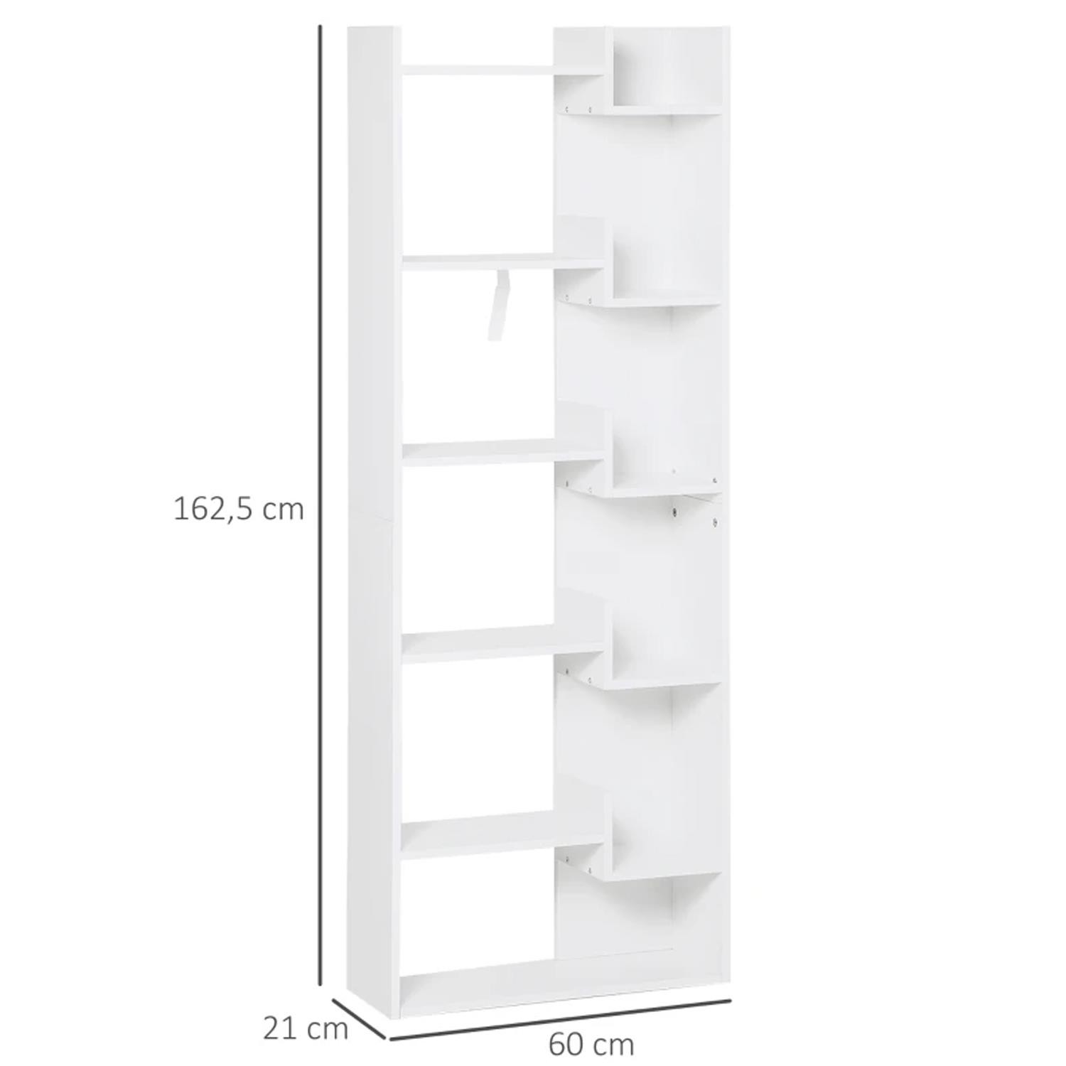 Estantería TRINA, 60x21x162,5 cm, Diseño Moderno y Original, en Madera color Blanco