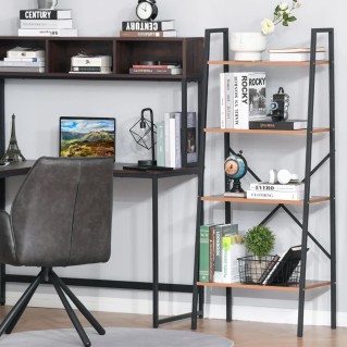 Estantería LINDE, 60x35x145 cm, Diseño Moderno, en Metal y Madera, color Negro y Marrón 2