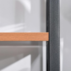 Estantería LINDE, 60x35x145 cm, Diseño Moderno, en Metal y Madera, color Negro y Marrón