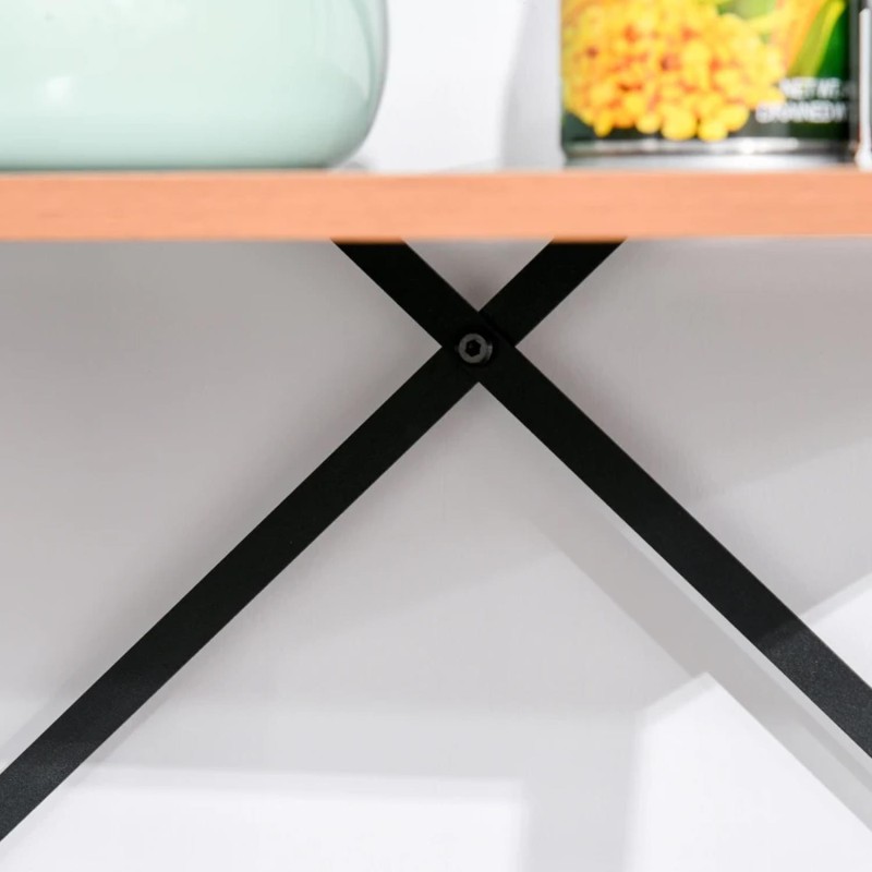 Estantería LINDE, 60x35x145 cm, Diseño Moderno, en Metal y Madera, color Negro y Marrón