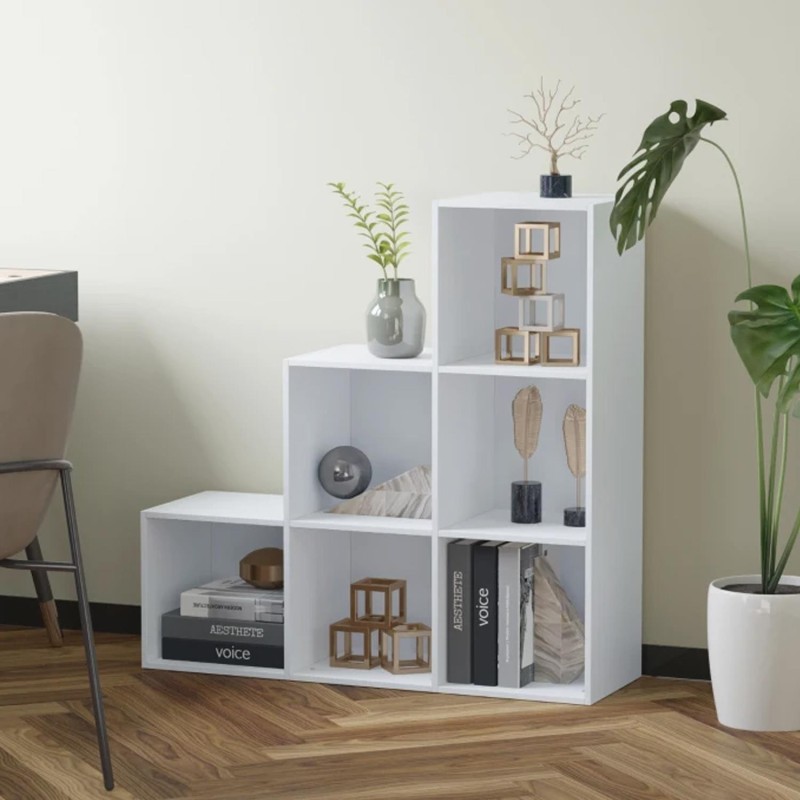 Estantería PODIUM, 91,5x29,5x91,5 cm, En madera color Blanco