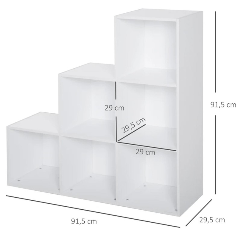 Estantería PODIUM, 91,5x29,5x91,5 cm, En madera color Blanco