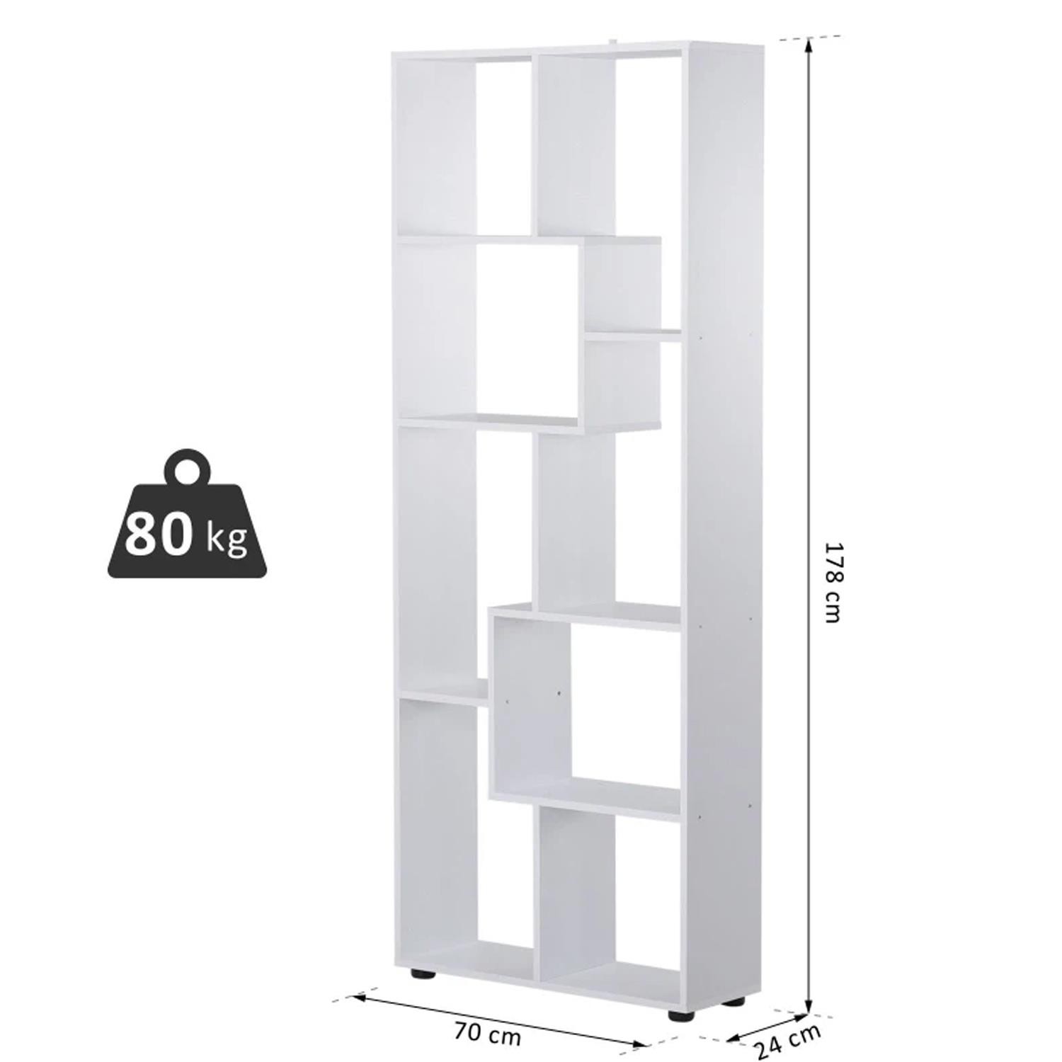 Estantería DISA, 70x24x178 cm, Diseño Moderno, en Madera color Blanco