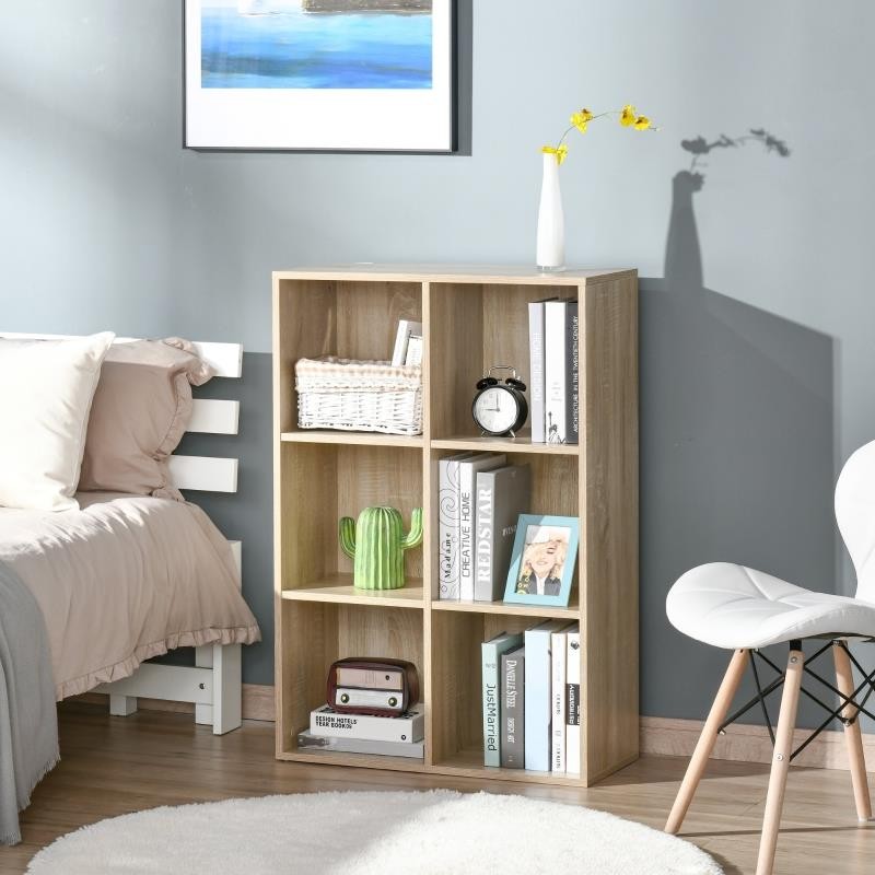 Estantería BELI, 65x30x97 cm, Diseño Moderno, 6 Compartimentos, en Madera, color Blanco