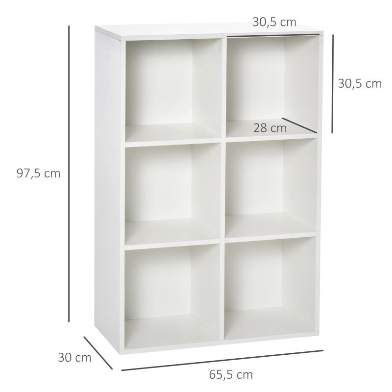Estantería BELI, 65x30x97 cm, en Madera, color Blanco