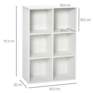 Estantería BELI, 65x30x97 cm, en Madera, color Blanco