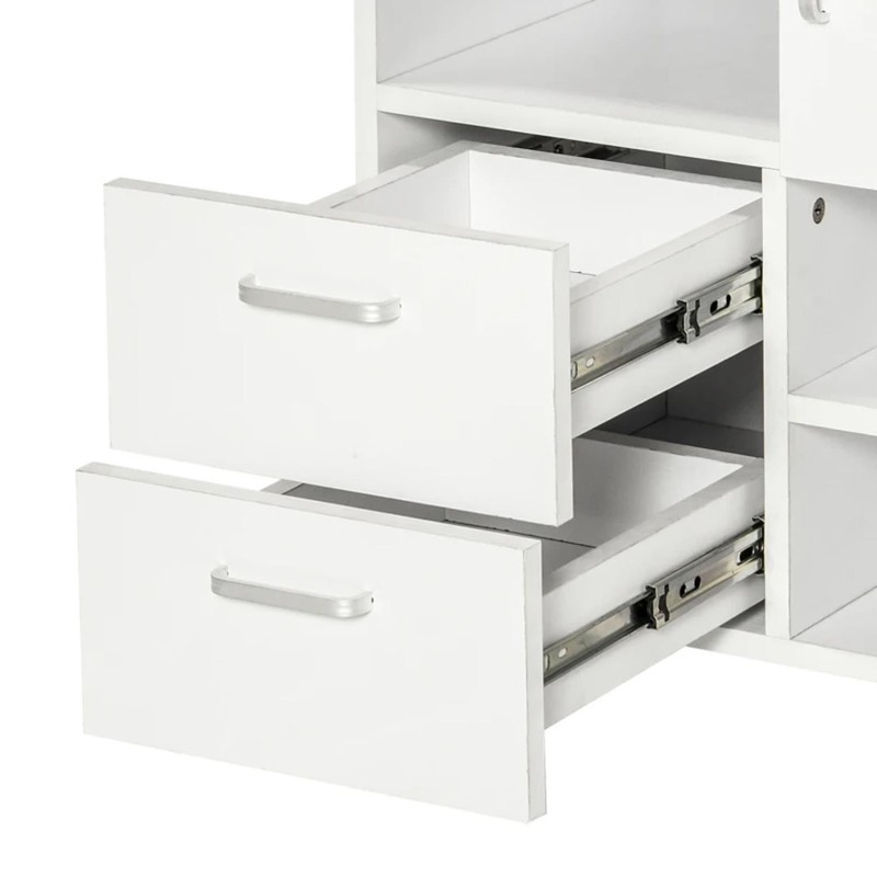 Mueble auxiliar con ruedas TITAN, diseño moderno y funcional, en madera color Blanco